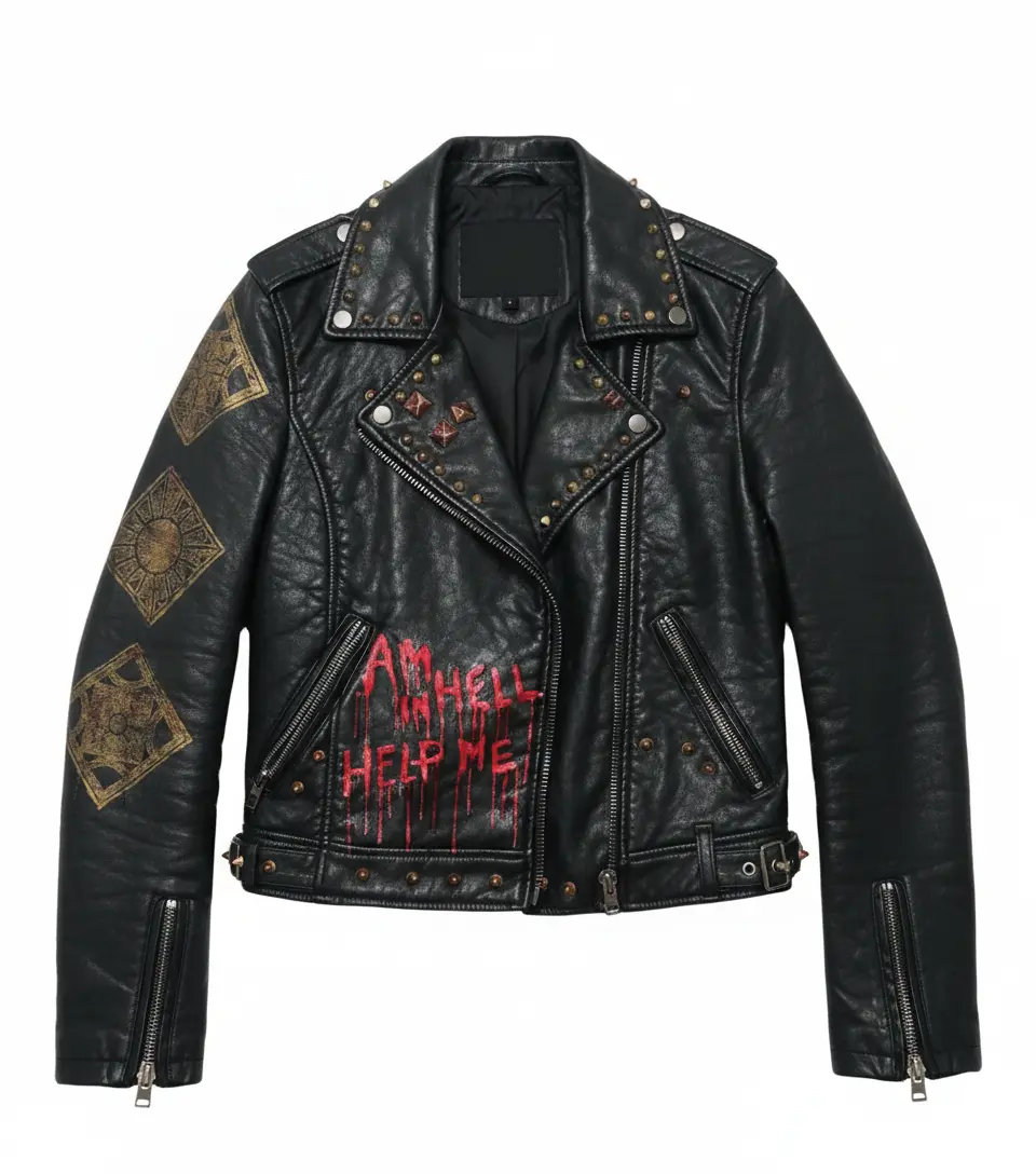 Studded Graphic Moto Jacket Studded Graphic Moto Jacket