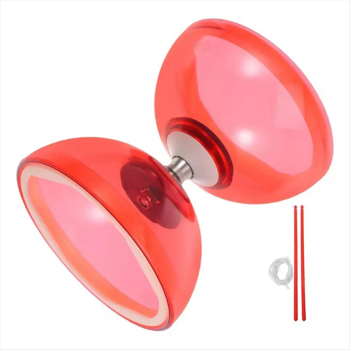 Triple Bearing Diabolo Ball Toys Juggling Soft Rubber Double Wheel Kid Kids Outdoor Playset Crystal Tpu Red