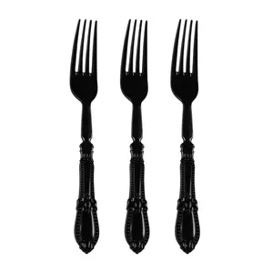 Black Baroque Disposable Plastic Dinner Forks