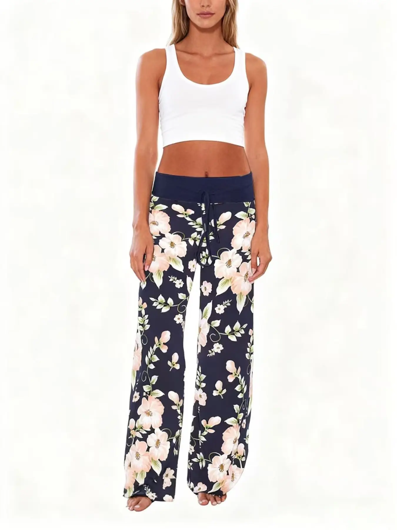 Women's new floral print long pants elastic pants casual pants Home Clothes Loungewear home wear Lightweight Loungewear comfortable sleeping pants Pajamas Nightwear S-XXL Womenswear Everyday Pjs Fit Homewear