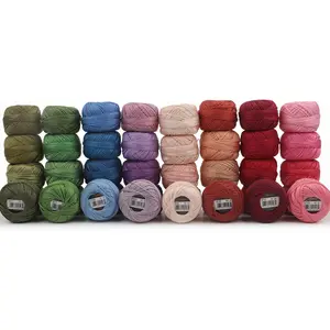 40 Colors Size 8 Double Mercerized Egyptian Long Staple Cotton Pearl Thread 5 Grams Ball Rainbow Color Embroidery Thread for Crochet Hardanger Cross Stitch Hand Embroidery (40B)