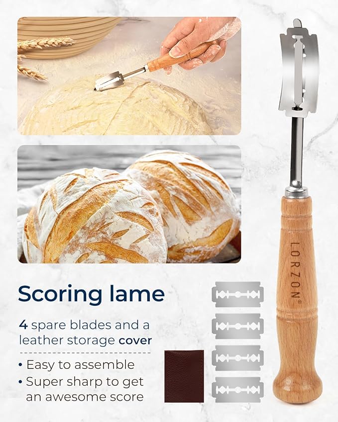 Banneton Bread Proofing Basket Set, 10" Round Sourdough Proofing Basket with Sourdough Bread Baking Supplies, Bread Making Kit Banneton Bread Proofing Basket Set, 10" Round Sourdough Proofing Basket with Sourdough Bread Baking Supplies, Bread Making Kit