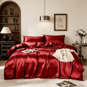 Luxurious Satin Bedding Set, Solid Color Bed Linen, Soft and Comfortable, Includes 1 Duvet Cover + 2 Pillowcases, No Inner Core Included