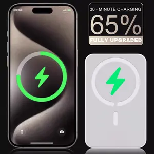 Portable Charger, MagSafe Charger Wireless Power Bank - 15W Wireless Charger - Portable Magnetic Battery Pack for iPhone 16, 15, 14, 13, Plus, Pro, Max, and More - White