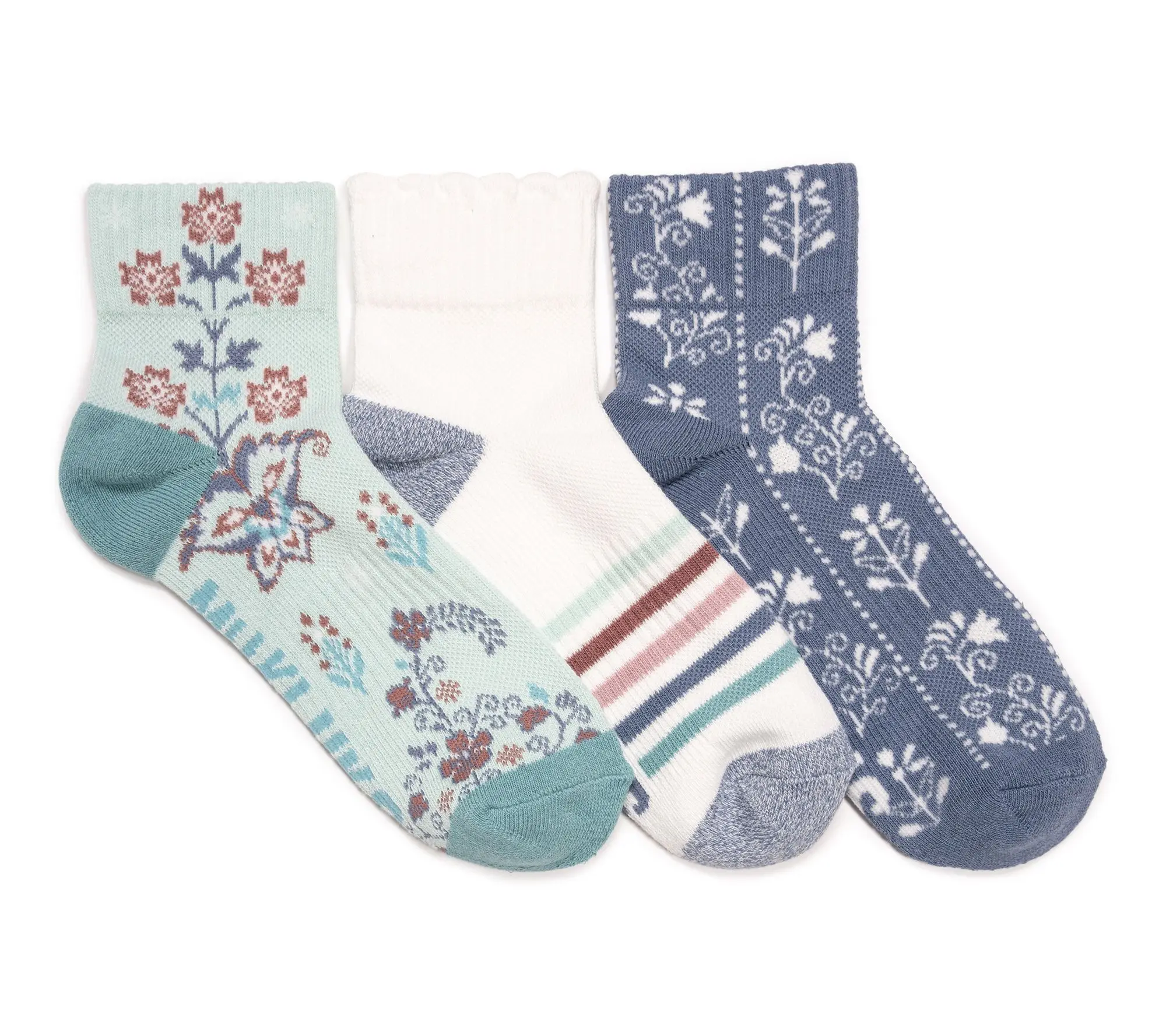 MUK LUKS Cotton Compression Mini Crew Ankle Socks 3 pack MUK LUKS Cotton Compression Mini Crew Ankle Socks 3 pack