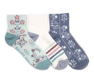 MUK LUKS Cotton Compression Mini Crew Ankle Socks 3 pack MUK LUKS Cotton Compression Mini Crew Ankle Socks 3 pack
