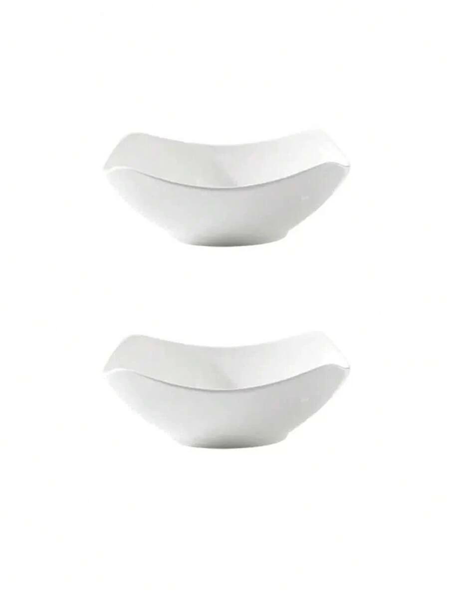 2-10 sets of reusable white salad bowls and plates, made of PP plastic, suitable for cold dishes, cooked food, desserts, and party food. Stackable for easy storage, ideal for family gatherings, hotels, microwave heating, and outdoor RV/camping picnic part