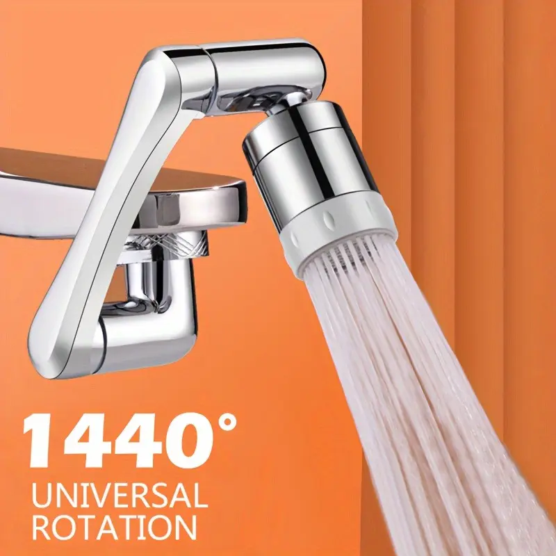 1 pack, 1440° copper alloy universal rotating faucet spray head, compatible with extended faucet, aerator outlet, kitchen faucet, washbasin robotic arm faucet extender, sink accessories, perfect as a Valentine's Day gift, Rotatable Rotary Faucet