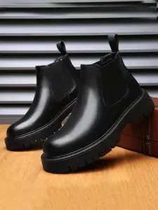 Men's Casual Chelsea Boots Slip-On Short Boot, Durable Rubber Sole, Mid-Calf Height, Microfiber Leather Upper, Comfortable Daily Wear, Footwear
