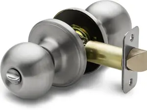 Privacy Interior Door Knob Modern Heavy Duty Handle, Easy Install and Reversible for Bedroom, Bathroom & Closets – Satin Stainless (1 Pack)