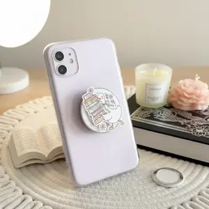 Pastel Goose Reading Phone Grip, Silly Goose Spring Bookish Phone Holder, Cozy Reader Coquette Flower Phone Stand, Cute Gift for Book Lovers
