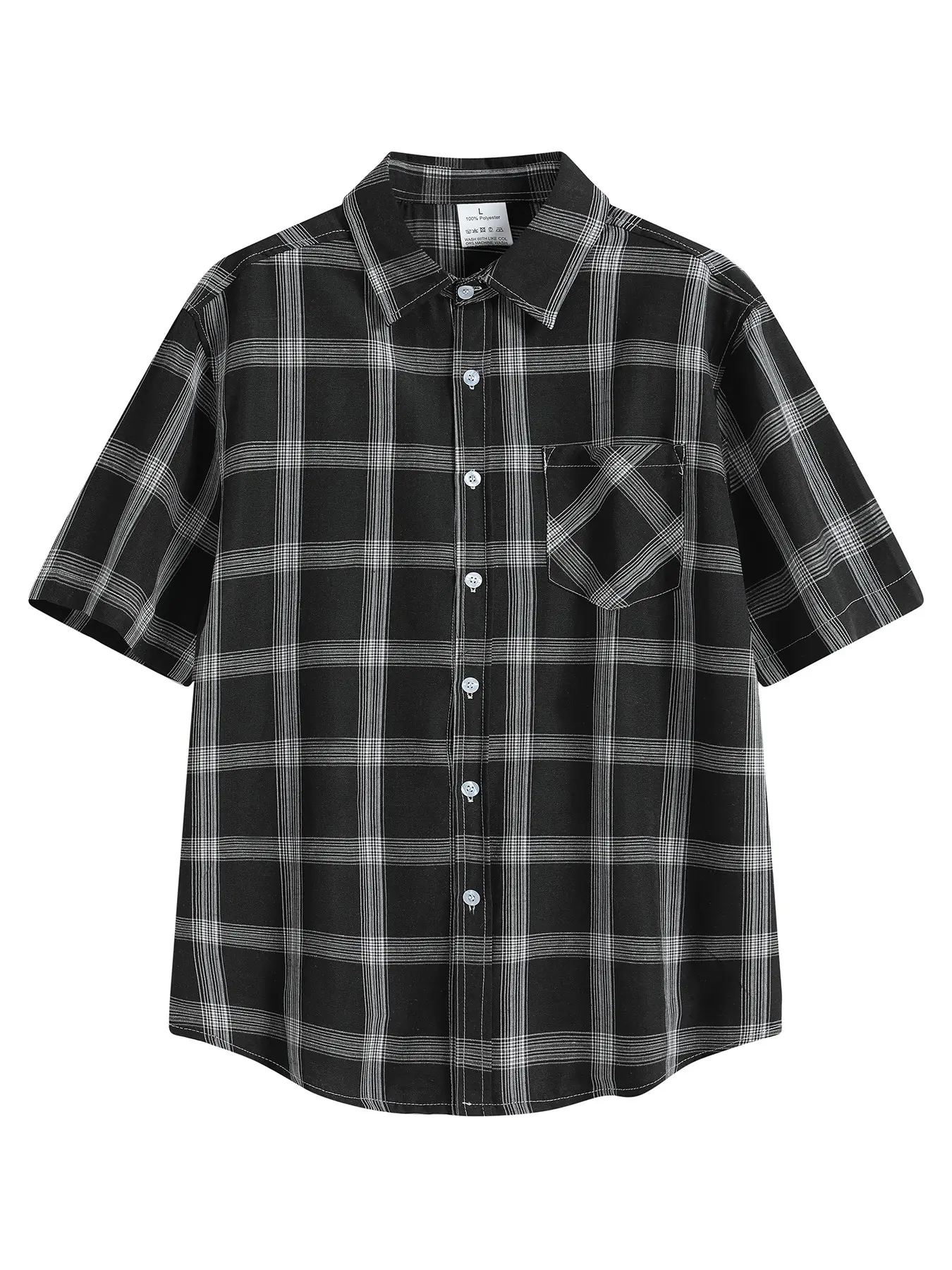 Men's Short Sleeve Plaid Button-Up Shirt, Casual Fitted Blouse with Chest Pocket, Lightweight Summer Daily Wear Top, Checkered Shirt