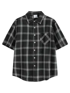 Men's Short Sleeve Plaid Button-Up Shirt, Casual Fitted Blouse with Chest Pocket, Lightweight Summer Daily Wear Top