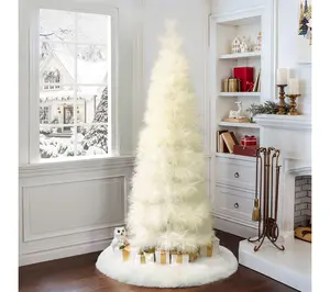 LuxenHome 6ft Slim Artificial Pampas Grass Tree in Ivory