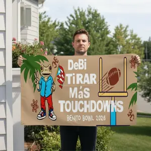 “DeBi Tirar Más Touchdowns” Benito Bowl 2026 House Flag & Garden Flag – Funny Football Outdoor Decor