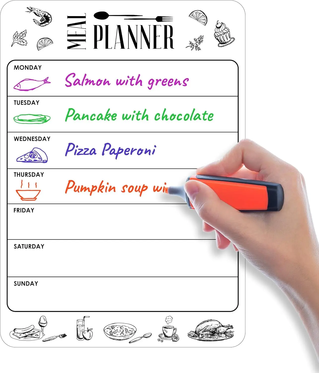 Dry Erase Menu Board for Fridge A4-8.5 x 12 in Weekly Meal Planner Dry Erase Board  Meal Planner for Refrigerator Dry Erase Dinner Menu Board for Kitchen  Dinner Menu for Fridge
