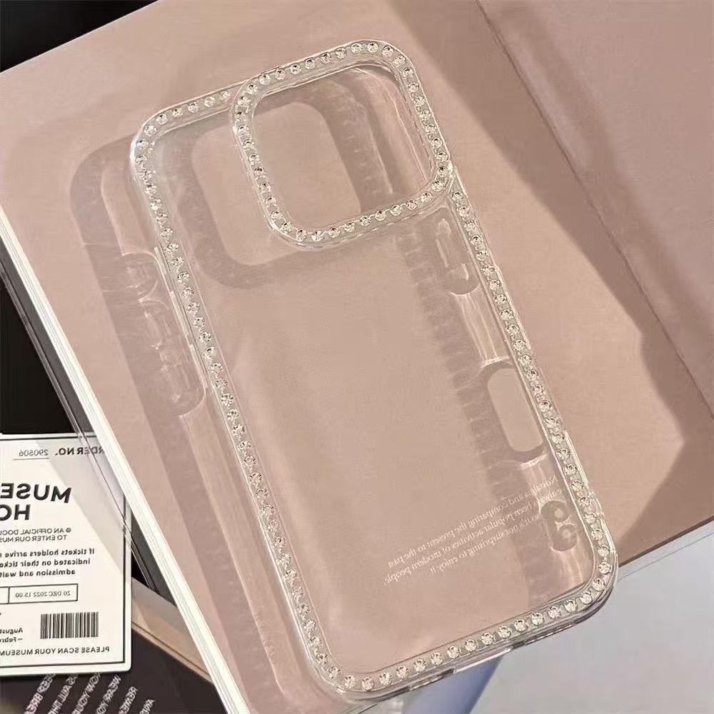【Cute】Luxury Bling Diamond Rhinestone Clear iPhone Case, Glitter Sparkle 3D Gem Design Soft Silicone Cover, Anti-Scratch Shockproof Protective Case For iPhone 12 13 14 15 16 17 Pro ProMax Plus, Cute Fashion Girly Case For Women Girls