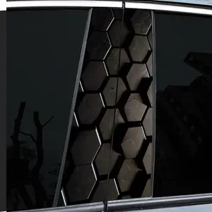 2-Piece honeycomb design pattern B-pillar car decal, DIY Decal Film, durable vinyl, semi-matte, easy to attach - ideal for glass and metal surfaces, - as well as decorative laptops - helmets - motorcycles