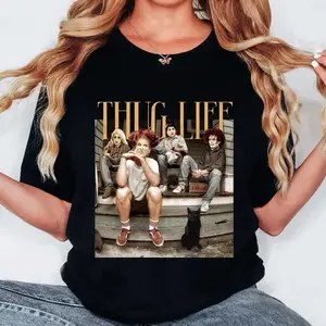 Thug Life Bad Witches Tee Shirt, Retro Witches Movie Tee, Halloween Character Shirt, H0cus P0cus Movie, Unisex Short Sleeve Tee Shirt, Streetwear