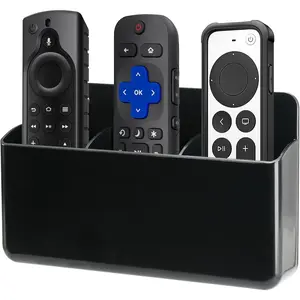 3 Slot Remote Control Holder Wall TV Remote Holder Self Adhesive Marker Holder, Wall Pen Holder Stroage for  Office School (Black)
