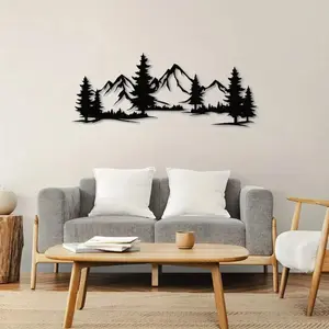 Forest & Mountain Pattern Wall Art, Hanging Wall Art, Rustic Metal Wall Decor, Wall Decor for Home Living Room Bedroom, Garden Decoration, Home Decor