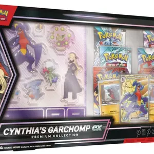 Pokémon Cynthia's Garchomp EX Premium Collection - Collectible Cards & Acrylic Charms - Official Trading Card Game Set