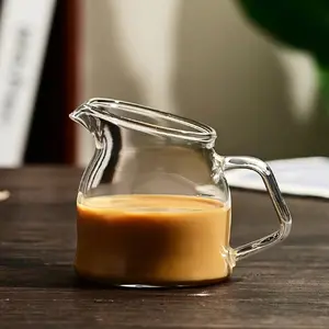 Viral 100ml/150ml (3.4oz/5oz) Mini High Borosilicate Glass Creamer with Precision Spout, Lead Free Drip-Free Versatile Serving Jug, Dishwasher Safe for Coffee Milk Honey Syrup Sauce, Kitchen Dining Coffee Bar Accessory, Housewarming Gift for Coffee Lovers