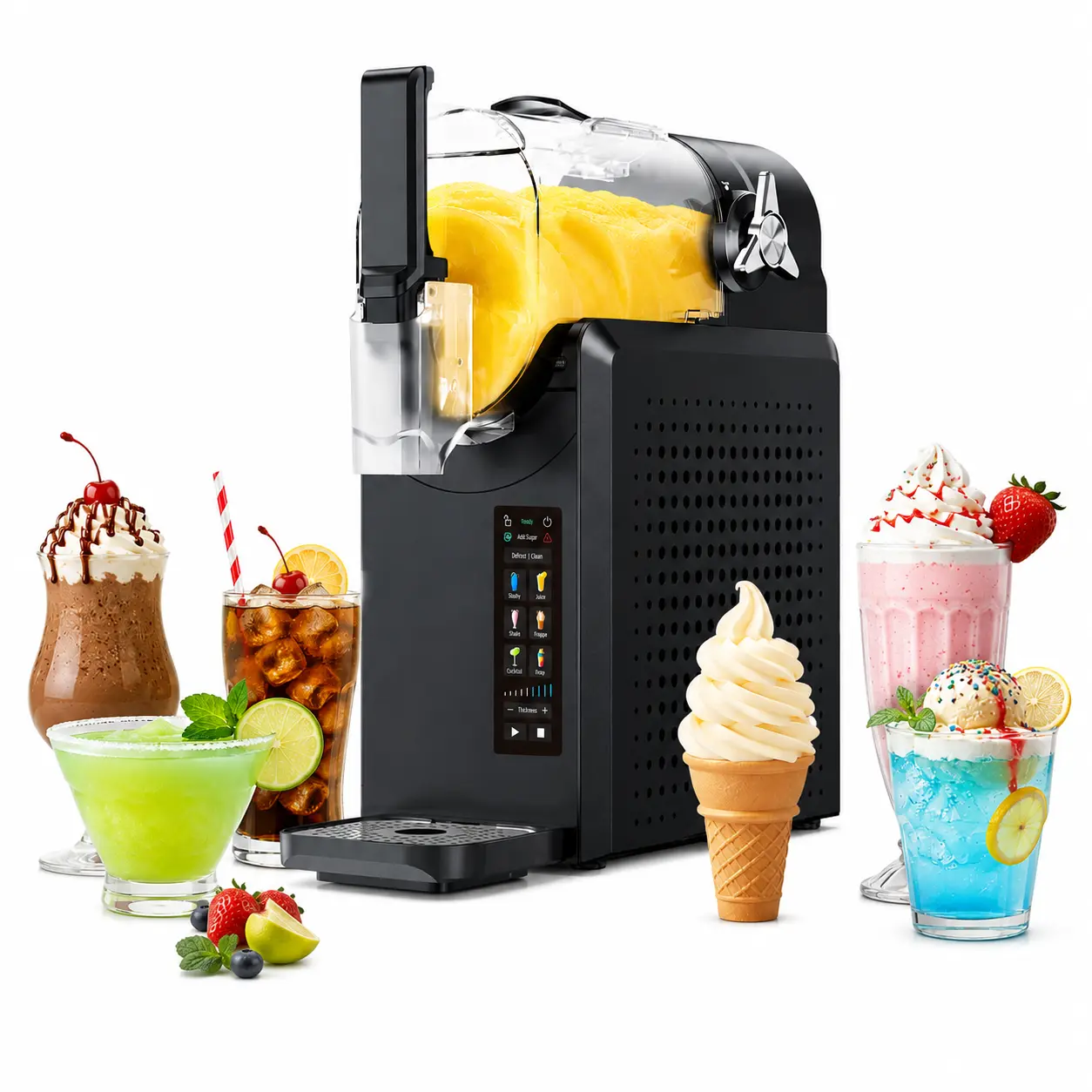 Home Use Slushie Machine - 88 oz No-Ice Frozen Drinks Maker with 6 Preset Programs, Auto Clean Function, Suitable for Margaritas, Smoothies