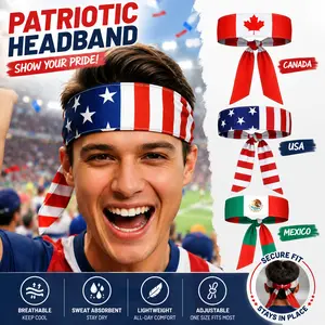 4PCS Flag Print Soft Polyester Sports Headbands for Men and Women, Ideal for Sports Activities & Celebration Events
