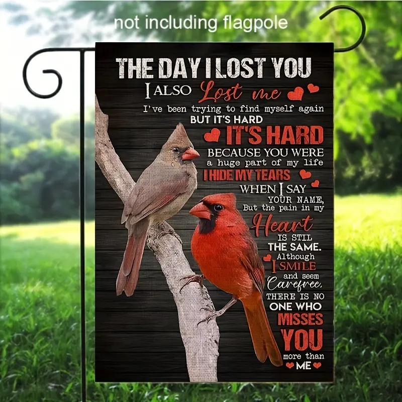 12x18 in Double-Sided Memorial Cardinal Decorative Garden Flag, Durable Linen, Outdoor Grave Decor, Sympathy Remembrance Gift for Bereaved, All-Season Use, No Flagpole
