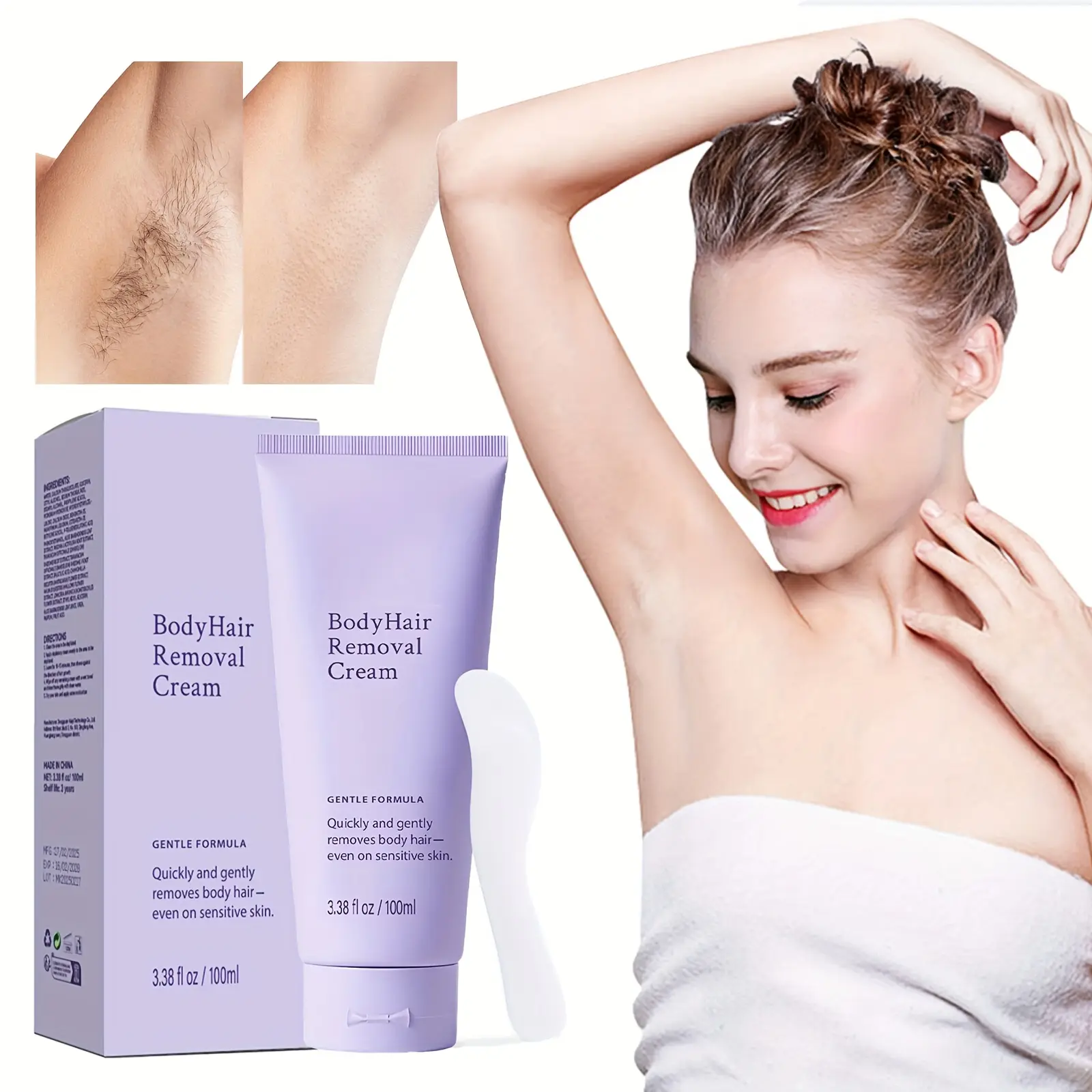 Gentle Body Hair Removal Cream with Scraper Applicator, Efficient Hair ...