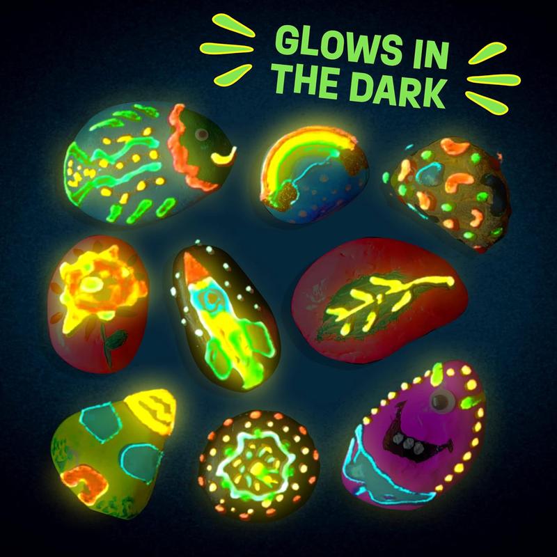 Glow in the Dark Rock Painting Kit for Kids DIY Arts and Crafts Creative Sensory Toy for Girls and Boys Ages 6 to 12 Valentine Classroom Gift Birthday Christmas Present