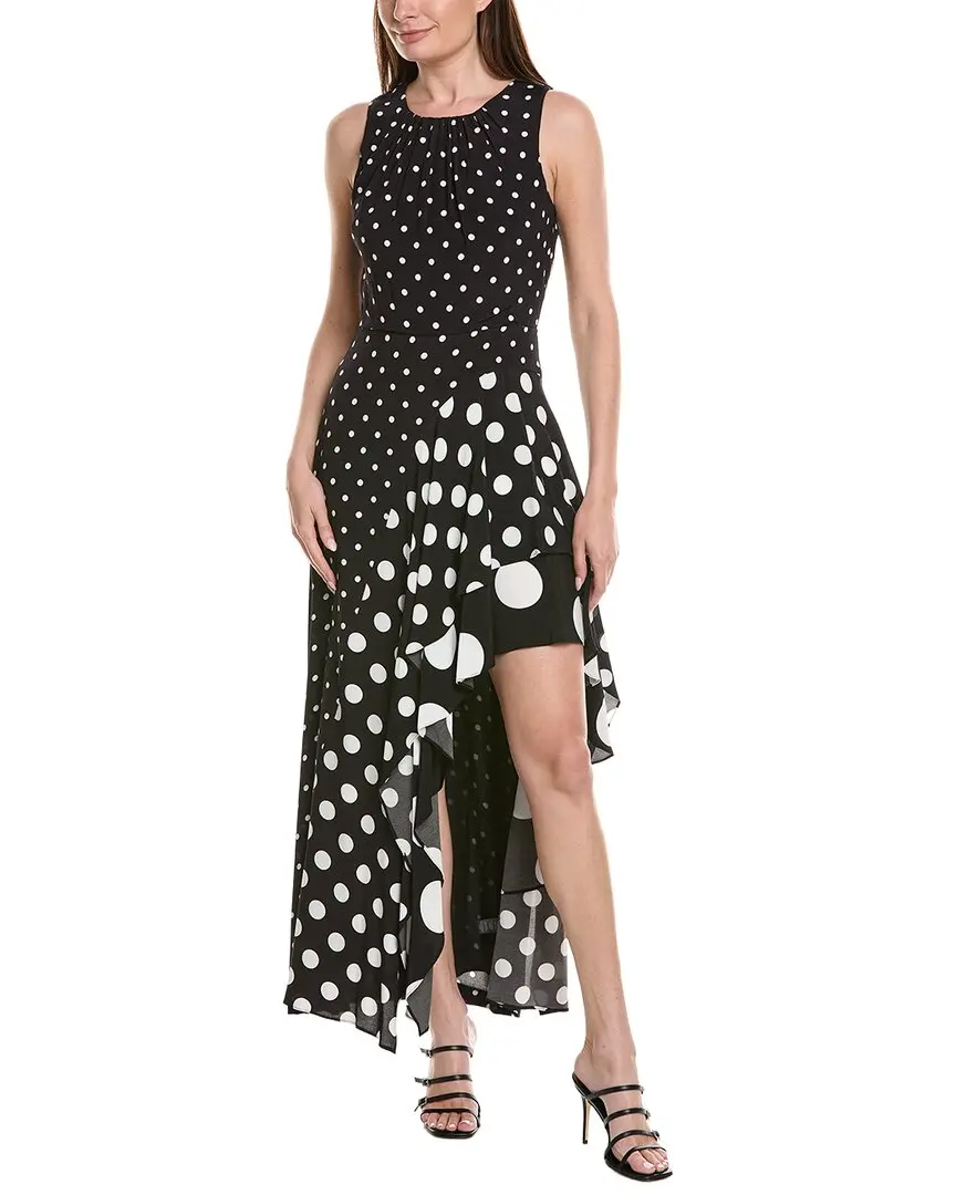 Milly Spencer Polka Dot Combo Sleeveless Ruffle Maxi Dress