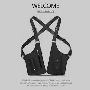Men's backpack, anti-theft hidden underarm strap shoulder bag, stylish gothic steampunk chest bag, vest bag with adjustable shoulder straps, suitable for outdoor hiking and camping, a gift for family members for Christmas, New Year, or birthdays