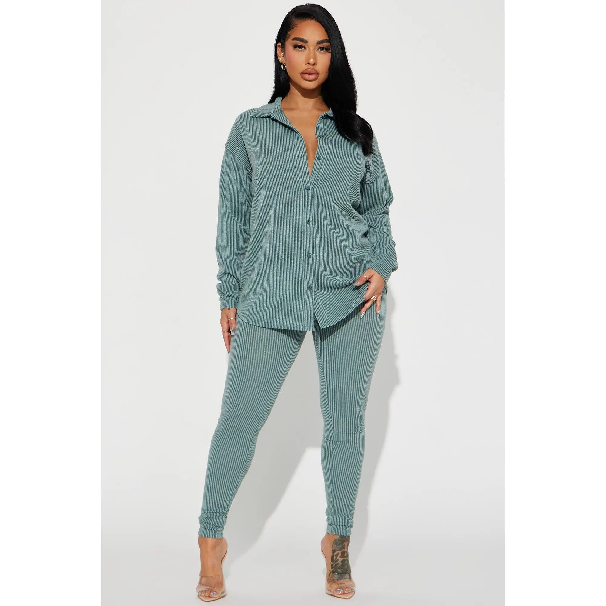 Maddie Ribbed Legging Set - Sage