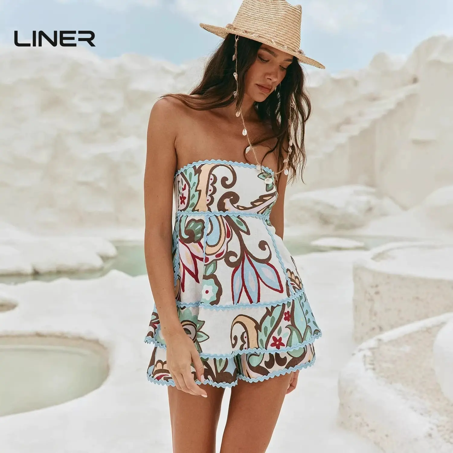 2026 New Women's Sexy Fashionable Ruffled Sleeveless Set Beachwear Versatile Outfit