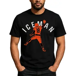【Viral TikTok Shirt】【Game Day Outfit】️ Vintage Iceman Football Parody Graphic Tee – Unisex Casual Cotton T-Shirt, Short Sleeve Crew Neck, Y2K Streetwear, Trendy Chicago Football Fan Gift, Summer Sports & Casual Outfit for Men & Women