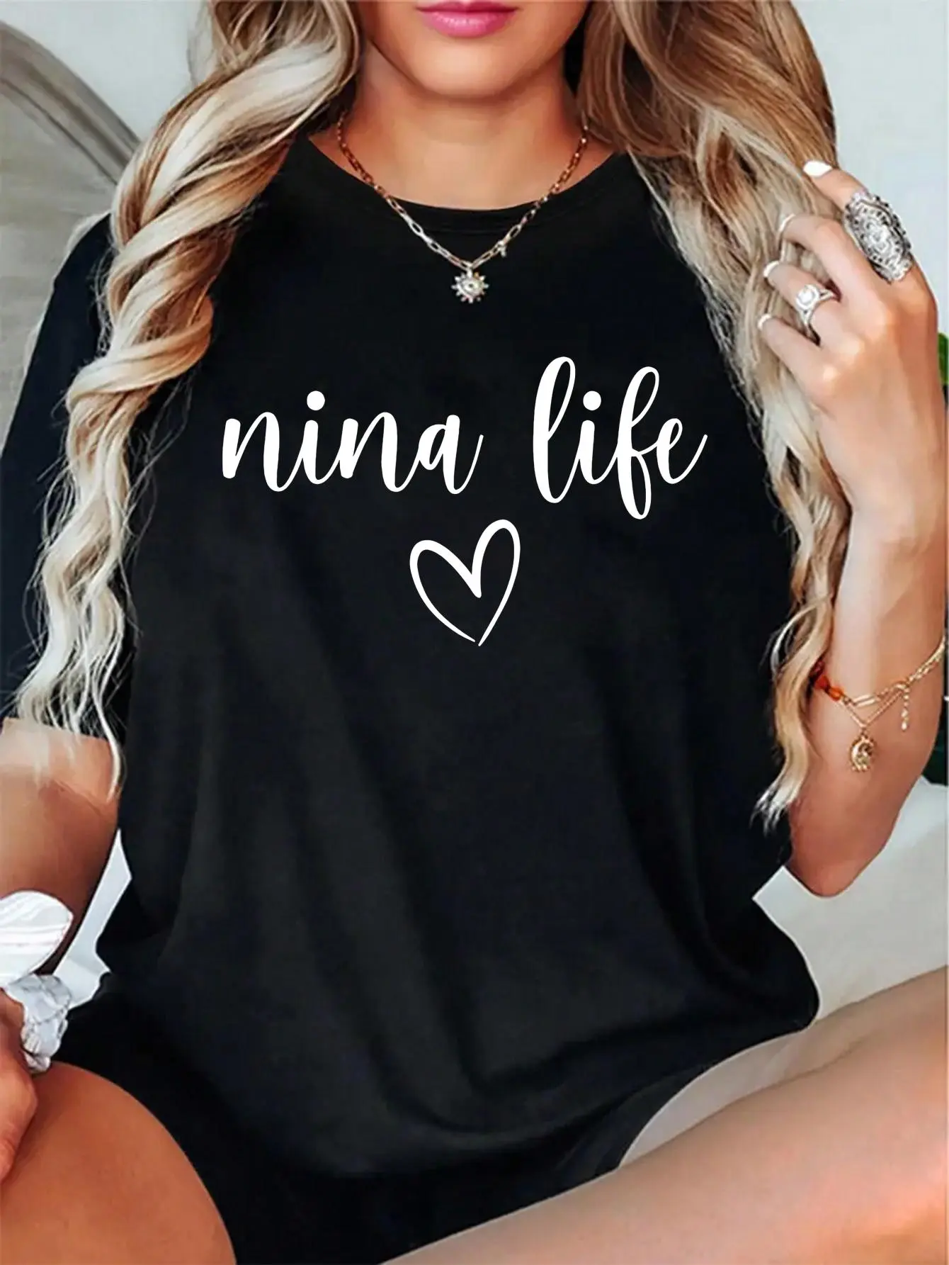 Women's 100% Cotton Unisex Nina Life Madrina Spanish Godmother Proposal Short Sleeve T-Shirt - Casual Everyday Simple Fit, Printed Round Neck, Soft Digital Print Top