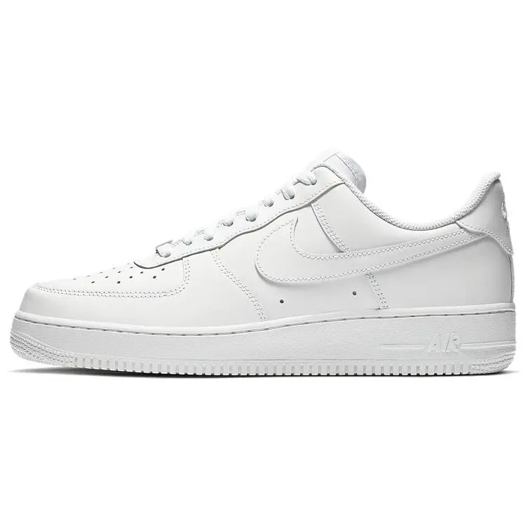 Nike Air Force 1 Low '07 Classic Leather Sneakers - Lace-up Casual Wear Shoes with Rubber Sole, Triple White CW2288-111, Fashionable Sports Shoes, Clean Lines, Athletic Shoes