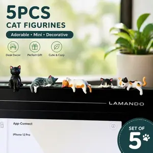 2026 Mini Cat Desk Figurines Set of 5 Resin Multi Pose Kitty Ornaments Cute Cartoon Style Desk Companions for Home Offices Cubicles Playful Charming Desktop Decoration kitchen decor tiktokshopspringglowup