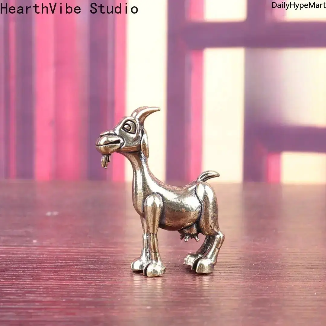 HearthVibe Studio 2026 Classic Goat Brass Statue - Mini Animal Collectibles Figurine, Whimsical Home Decor for Indoor Desktop Ornament, Desktop Decoration Ornament, Home Decor Sculptures