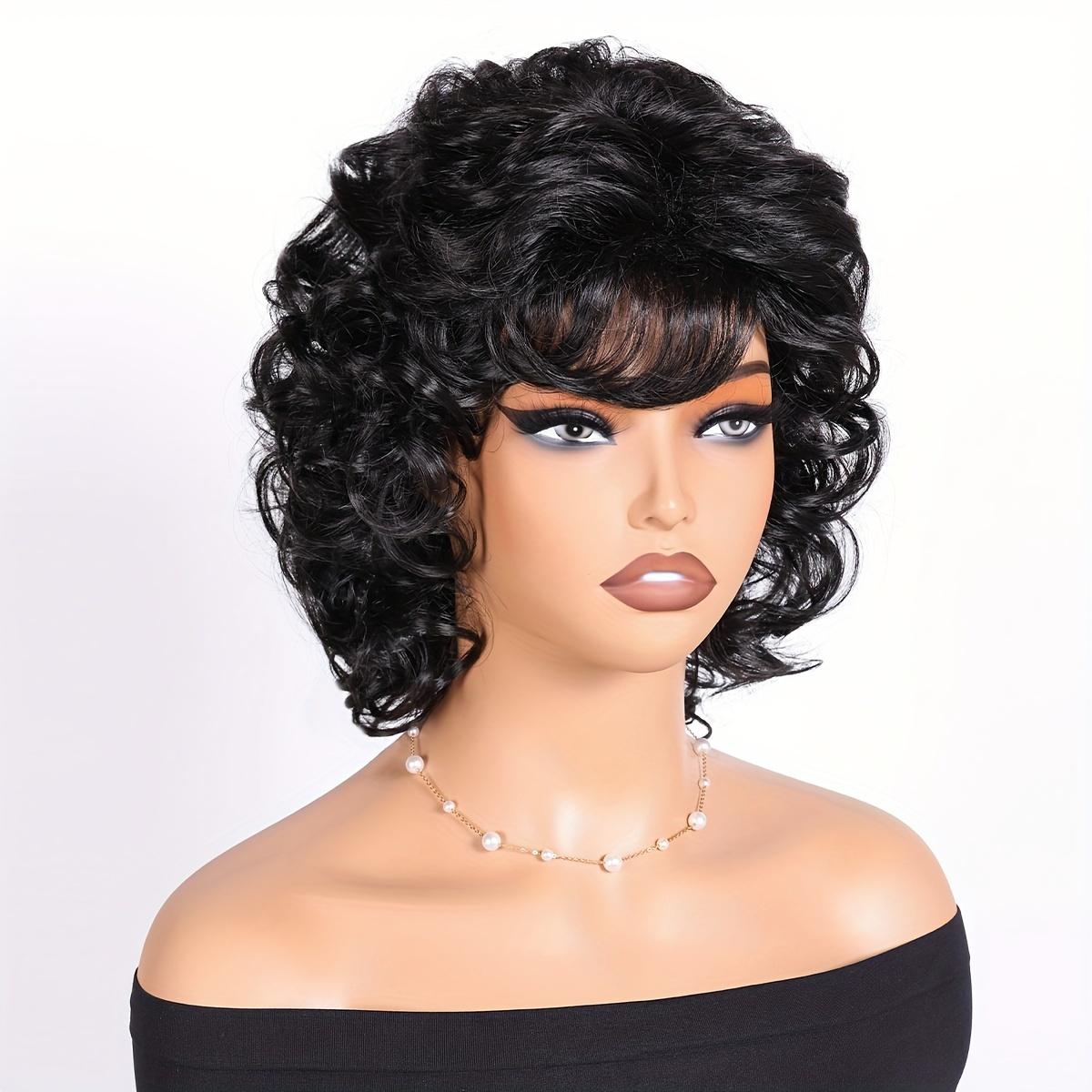 10-Inch Short Curly Wig with Side Bangs And Wavy Hair
