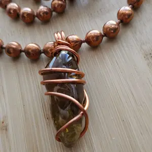 Dark Citrine Chunky Ball Chain Crystal Necklaces, Thick Natural Gemstone Pendant Necklace, Spiritual Jewelry, Abundance, Prosperity, Wealth [Made-to-Order]