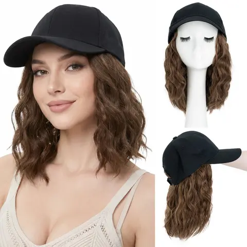 SEGOHAIR Women's 8-in Synthetic Curly Hair Baseball Hat Wig, Adjustable Throw & Go Cap Wig with Extensions, Heat Resistant, No Glue, Easy to Wear & Care, Natural-Looking for Daily Fashion Use