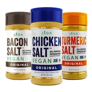 JADA Vegan All-Purpose Seasoning Trio: Bacon Salt, Chicken Salt, and Turmeric Salt - Pack of 3 Seasonings - Vegan, Keto & Paleo Friendly - Gluten Free MSG Free Non-GMO - Great for Cooking BBQ Grilling Rubs Popcorn - Made in the USA - Inspired by Australia