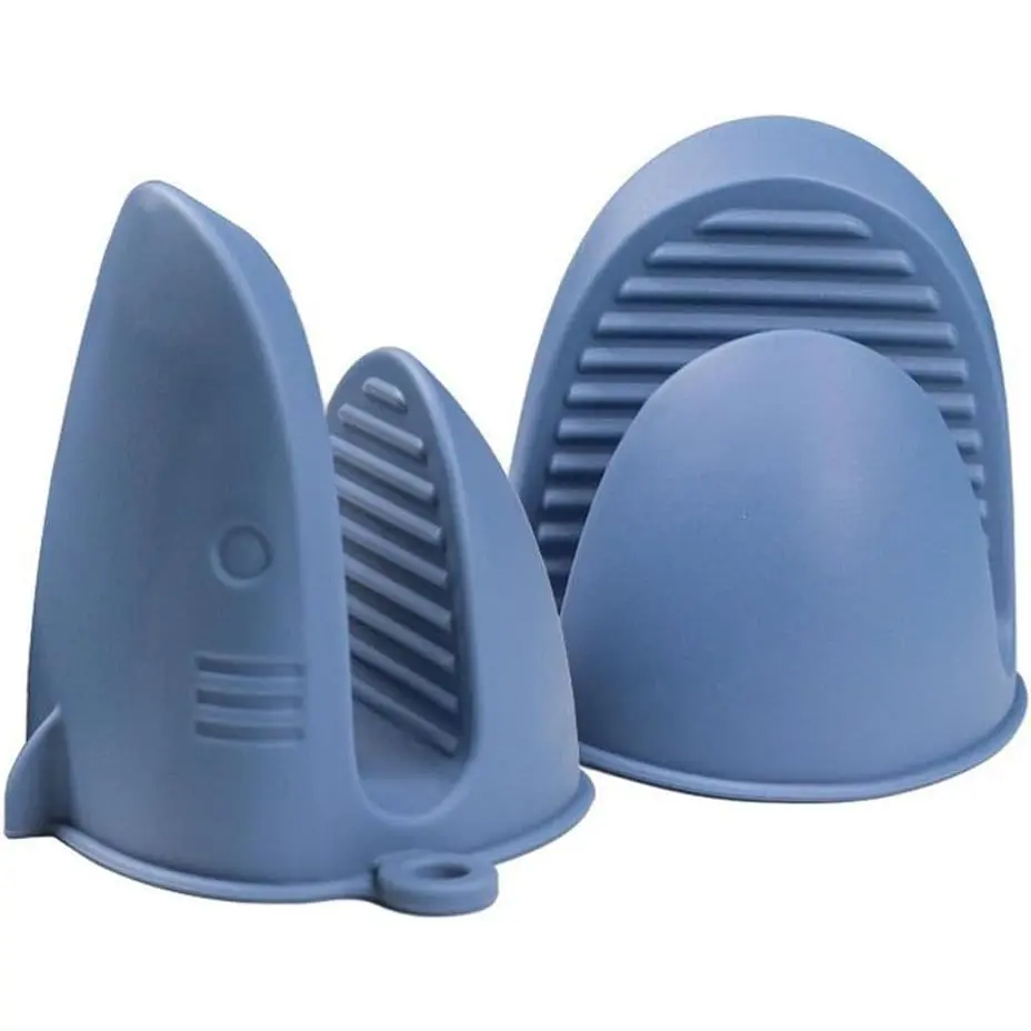 Mini Oven Gloves Silicone Heat Resistant Cooking Pinch Mitts Potholder for Air Fryer Kitchen Cooking & Baking (Blue)