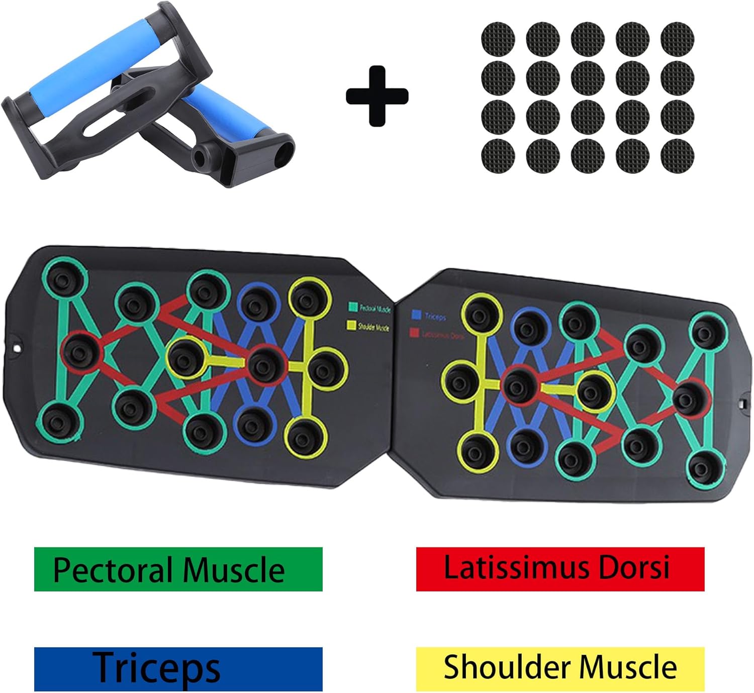 20 In 1 Foldable Push-up Board with Color-Coded System - Unisex Home Workout Equipment, Foldable Stand Exercise Bar Handles for Strength Training, Portable Home Gym Accessory upper body