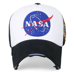 ililily NASA Meatball Logo Embroidery Baseball Cap Apollo 1 Patch Trucker Hat