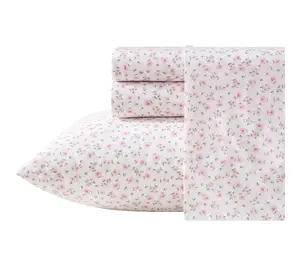 Laura Ashley Little Ditsy Pink/Green Cotton TwinXL Sheet Set