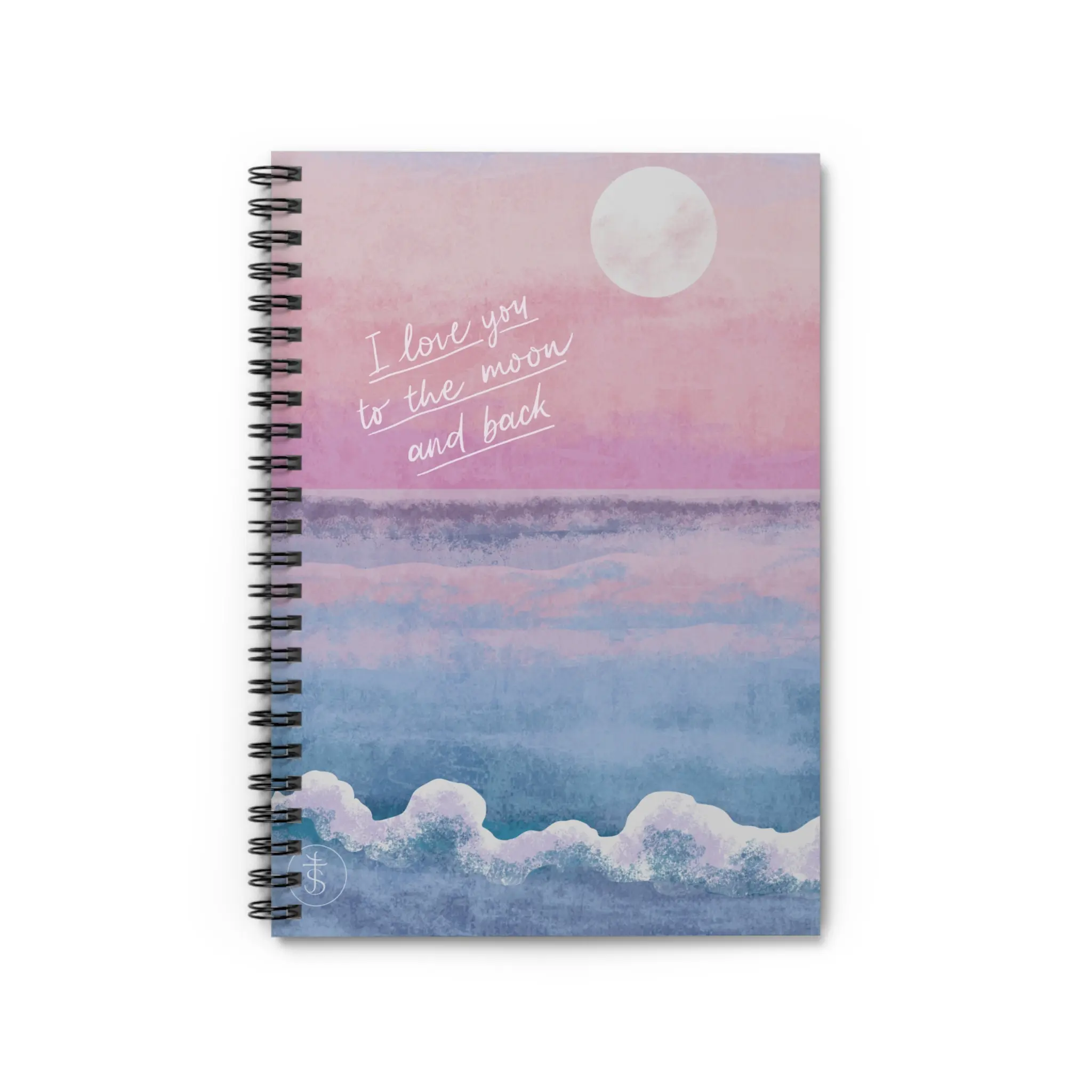I Love You To The Moon & Back - Inspirational Journal, Beachy Vibe Gift, Self-Care Notebook, Motivational Diary
